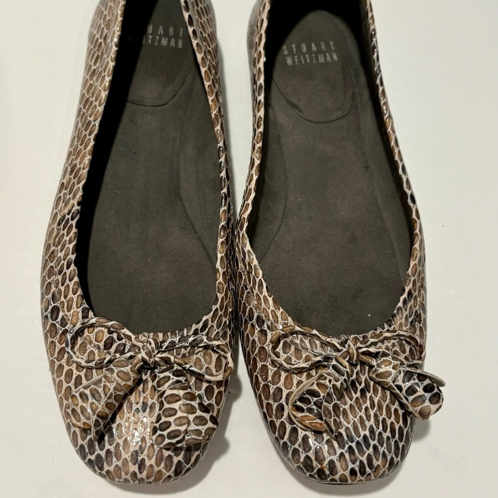 Stuart Weitzman Faux Snake Skin Ballet Flat with bow